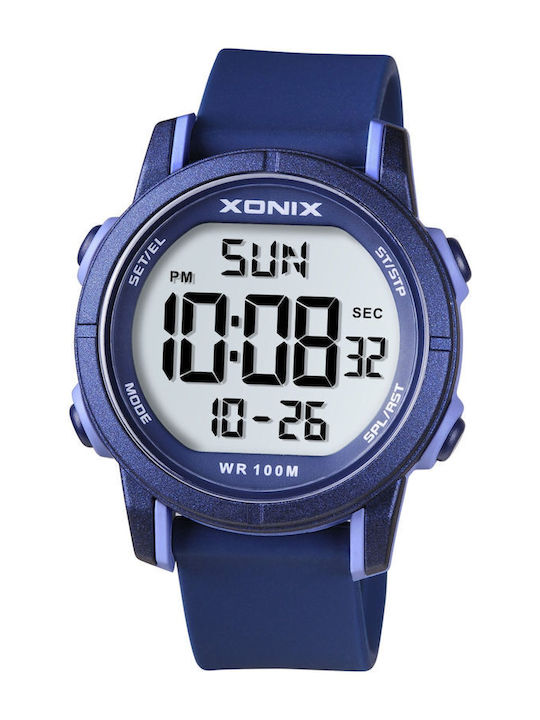 Digital Men's Battery Chronograph Watch with Blue Silicone Strap