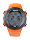 Digital Herren-Armbanduhr mit Batterie und orangefarbenem Silikonarmband