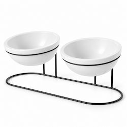 Femmit Doppelset Keramiknäpfe für Futter und Wasser für Hunde und Katzen mit schwarzem Metallständer 2 × 750 ml Femmit Doppelset Keramiknäpfe für Futter und Wasser für Hunde und Katzen mit schwarzem Metallständer 2 × 750 ml
