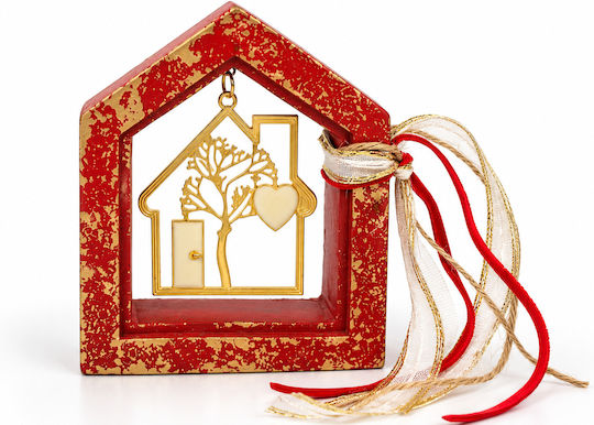 Makwedding Hängender Glücksbringer Haus Rot Keramik