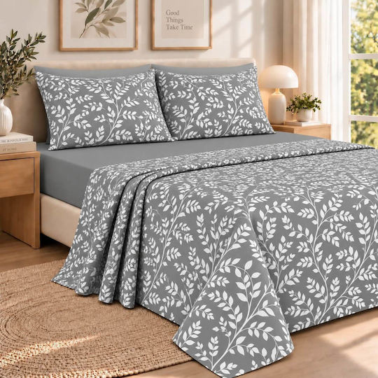 Astron Italy Irida Super-Double Bed Sheet Set 245x260cm Grey (4pcs)