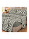 Astron Italy Elisa Double Bed Sheet Set with Fitted Sheet 160x200+40cm Olive Green (4 Pieces)