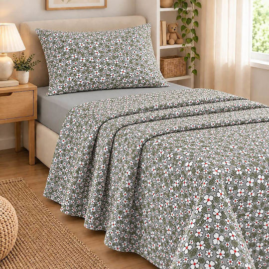 Astron Italy Elisa Single Bed Sheet Set 175x260cm Grey (3 Pieces)