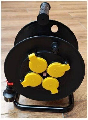 Elgotech Extension Cord Reel 4-Socket with 50m Cable 3 x 1.5mm² Cross Section and Grounding Waterproof
