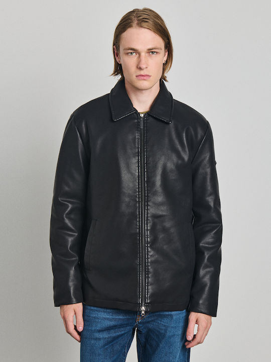 Synthetic Leather Jacket Black