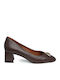 Δερμάτινες Γόβες με Μεσαίο Τακούνι Καφέ