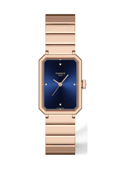 Women's Battery Watch with Pink Gold Metal Bracelet