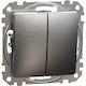 Schneider Electric Recessed Double Wall Switch Without Frame Silver