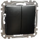 Schneider Electric Recessed Double Wall Switch Without Frame Grey