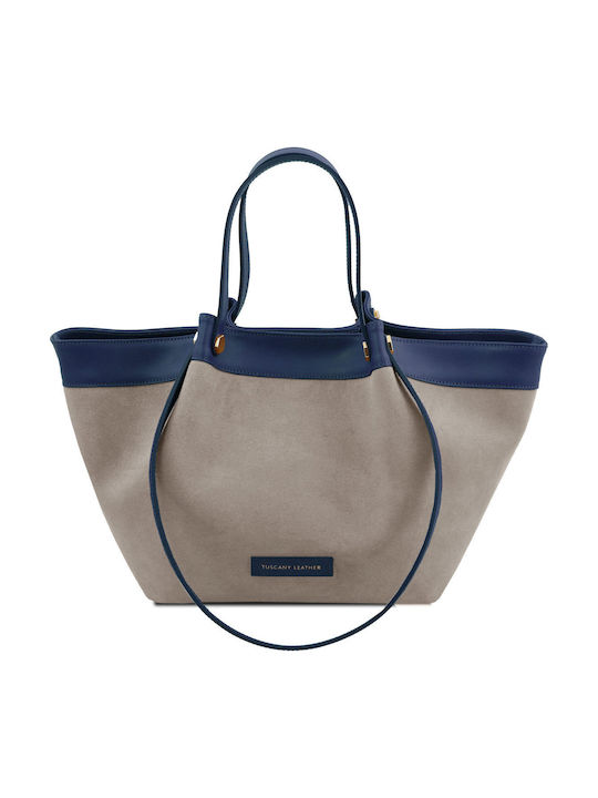 Suede Light Taupe Leather Women's Shopper Bag