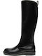 Damenstiefel aus Leder mit Gummizug Schwarz