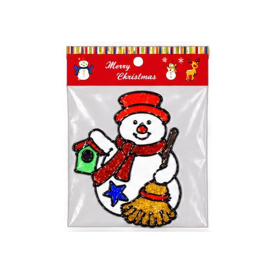 Christmas Stickers for Window with Snowman, Santa Claus and Reindeer Pattern