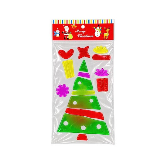 Christmas Stickers for Window with Santa Claus, Reindeer, Snowman, and Tree Design 15x26cm