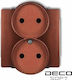 Karlik Double Power Socket with Brown Lid