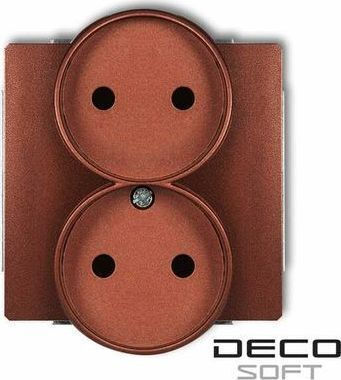 Karlik Double Power Socket with Brown Lid
