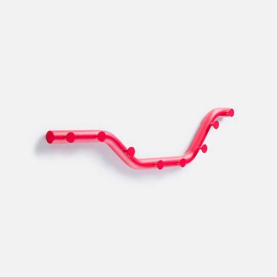 La Redoute Interieurs Red Metal Wall Hanger with 8 Hooks 96x9.5cm