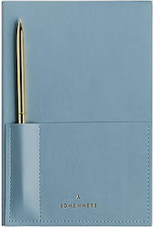 Liniertes Notizbuch mit Stifthalter Blau Liniertes Notizbuch mit Stifthalter Blau