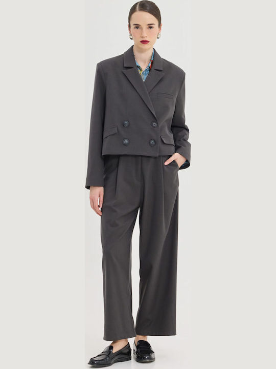 Hemithea Kurzer Damenblazer Grey