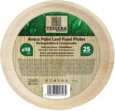 Tessera Bio FSC Кръгли Чинии От Палмови Листа 18 cm 4 бр