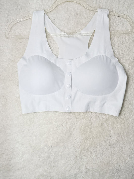 Hana Women's White Sports Bra with Removable Pa...