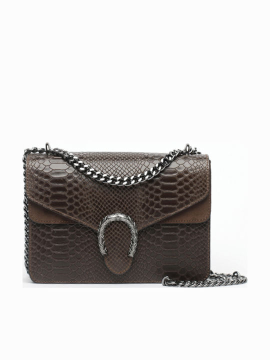 Leather Women's Flap Bag Suede Brown Chocolate