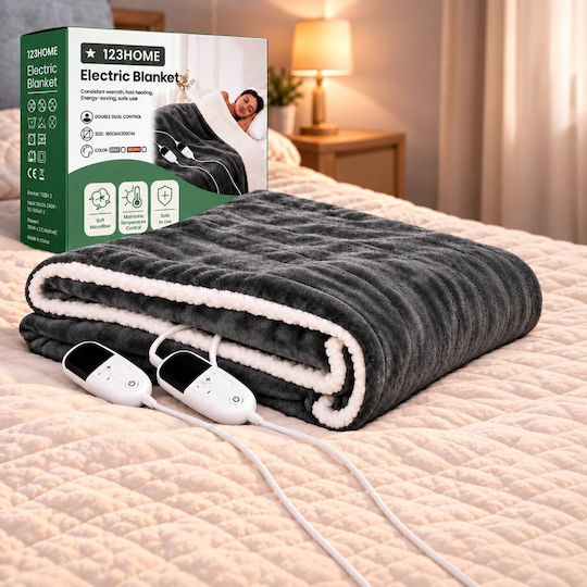 Kraft World TKSH-2 Grey Double Electric Blanket Washable Grey 280W 180x160cm