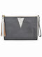 Triangle Geometrische Leder-Clutch für Damen Aschgrau