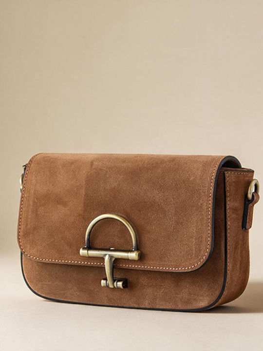 Braune Damen-Clutch aus Leder und Wildleder