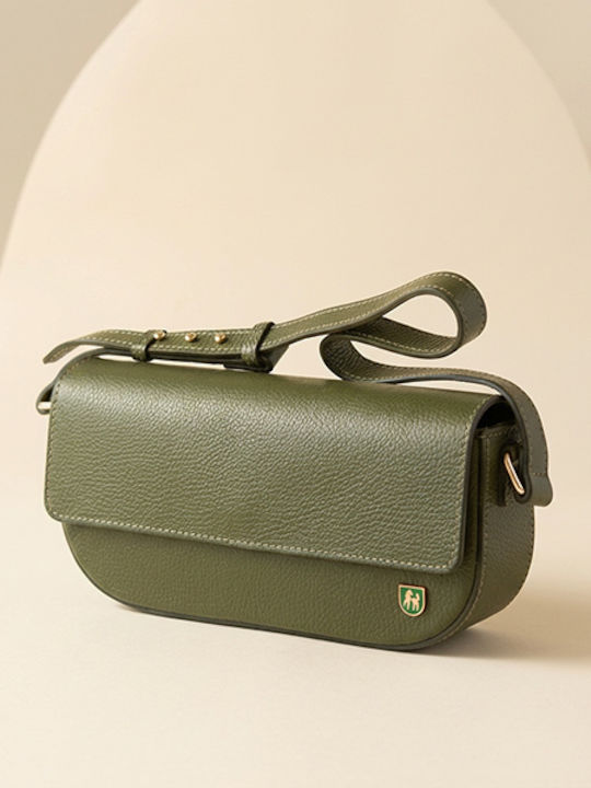 Damen-Clutch aus Leder in Olivgrün