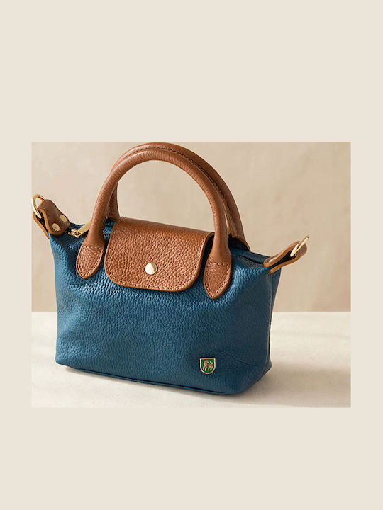 Petite Leather Women's Flap Bag Petrol Blue
