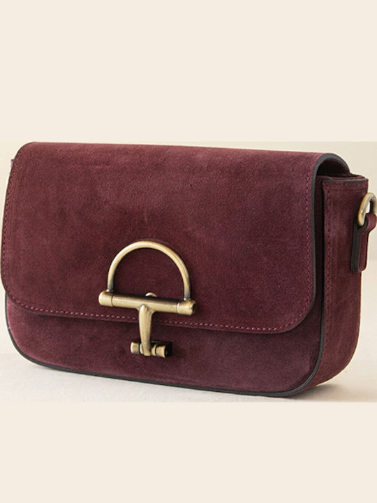 Burgunderfarbene Damen-Clutch aus Wildleder