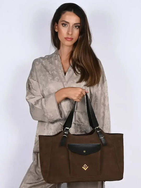Nomia Leather Women's Shopper Bag Suede Brown