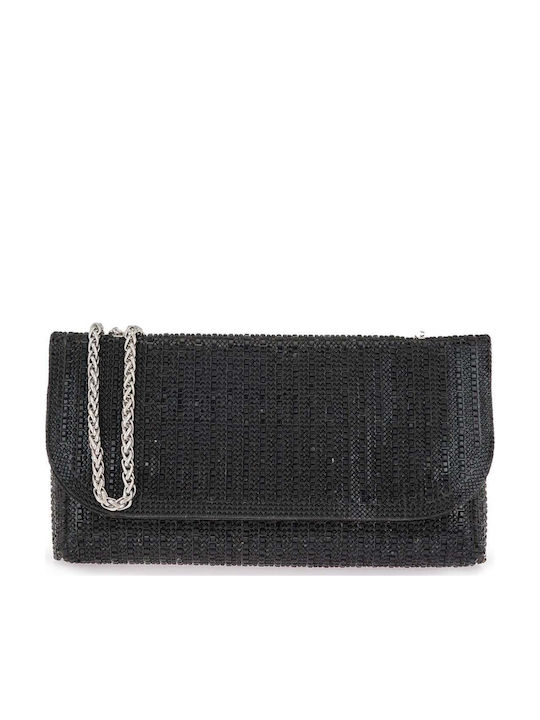 Women's Flap Bag Black Rhinestones