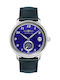 Herrenuhr 35 mm mit Quarzwerk und Blauem Lederarmband