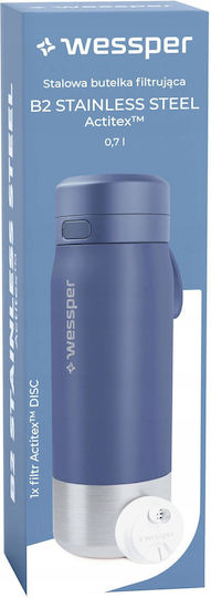 Wessper Metallic Water Bottle With Screw Lid Grey 700ml