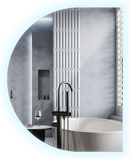 Tulup Gewölbter Wandspiegel mit Rahmen & LED-Beleuchtung 80x60cm