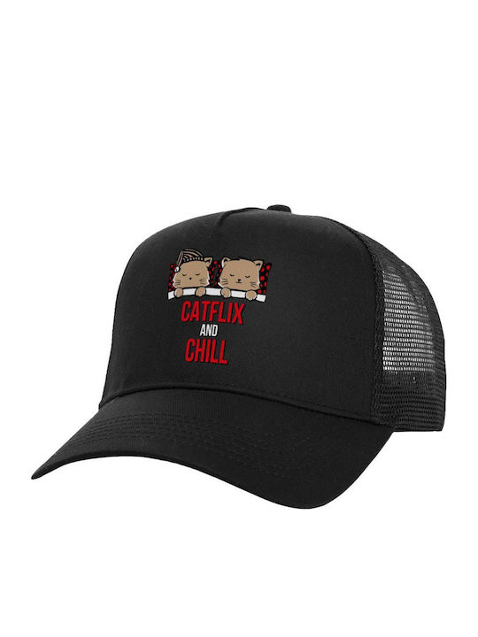 Καπέλο Trucker Μαύρο Catflix And Chill One Size