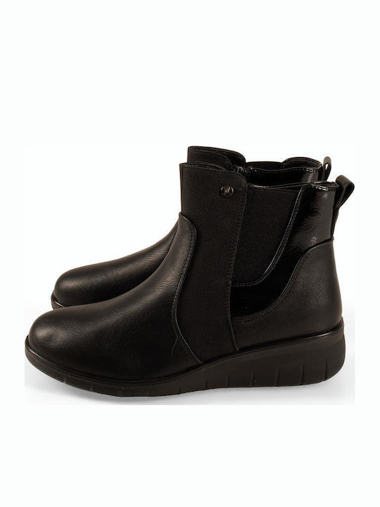 Damen-Stiefeletten aus schwarzem Lackleder