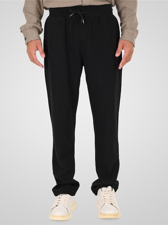 Double Black Jogger Sweatpants with Elastic Waist