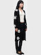 Long Women's Knitted Cardigan Black