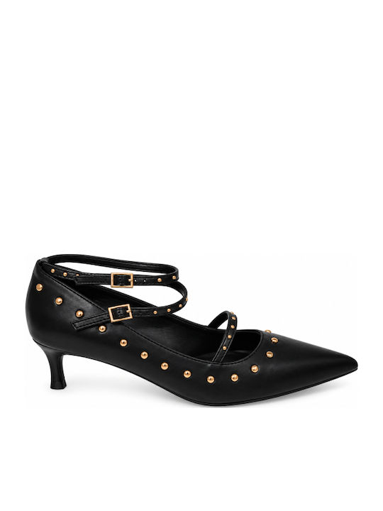 Black Mid Heel Shoes WS-C614-27HH-BLACK