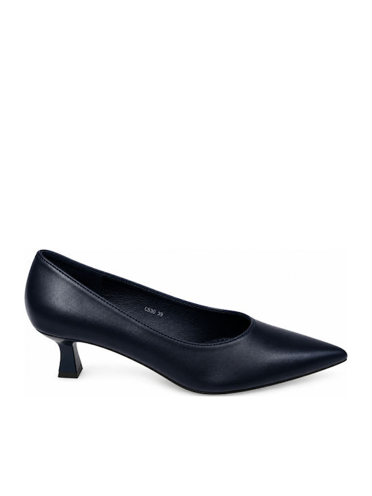 Dark Blue Mid Heel Pumps WS-G650-27HH-DARKBLUE