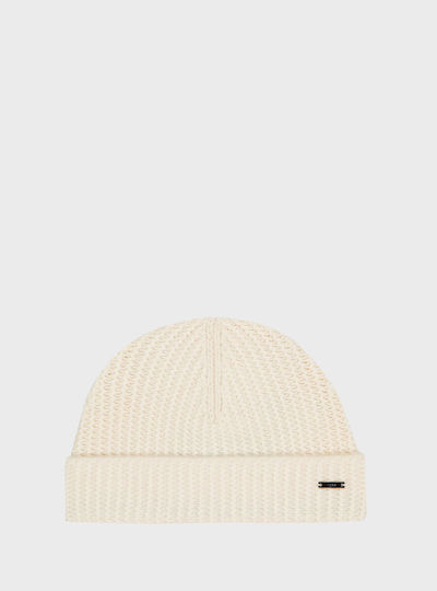 Men's Beanie with Rib Knit in Ecru
