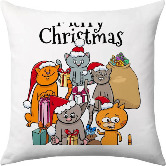 Tstudio Διακοσμητικό Μαξιλάρι Merry Christmas Cats — Μαξιλάρι Καναπέ 40x40cm Περιέχεται Το Γέμισμα