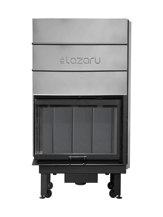 Lazaru Premium Line Holz-Kamineinsatz mit Warmluftsystem 12 kW Linke Ecke mit Schiebetüren und geschlossenem Ausdehnungsgefäß
