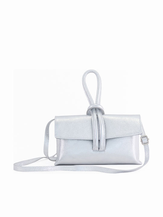Leather Women's Flap Bag Silver
