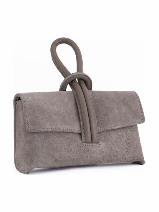 Graue Damen-Clutch aus Leder