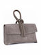 Graue Damen-Clutch aus Leder