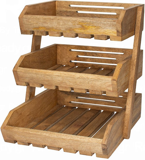 e-exoplismos Buffet-Präsentationsständer aus Mangoholz, 3-stufig 33 cm