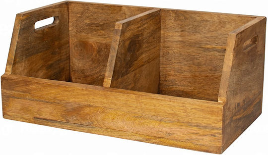 e-exoplismos Buffet-Präsentationsständer aus Mangoholz mit 2 Fächern 45,7 cm